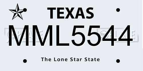 MML5544 Texas License Plate