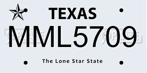 MML5709 Texas License Plate