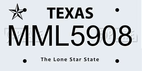 MML5908 Texas License Plate