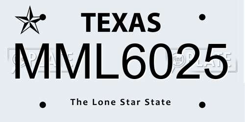 MML6025 Texas License Plate