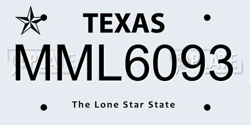 MML6093 Texas License Plate