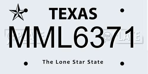 MML6371 Texas License Plate