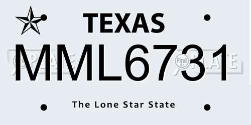 MML6731 Texas License Plate