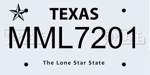 MML7201 Texas License Plate