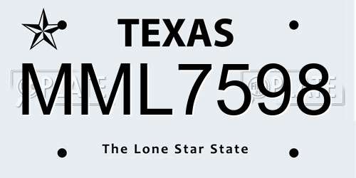 MML7598 Texas License Plate