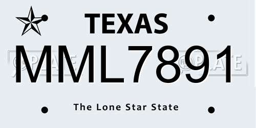 MML7891 Texas License Plate