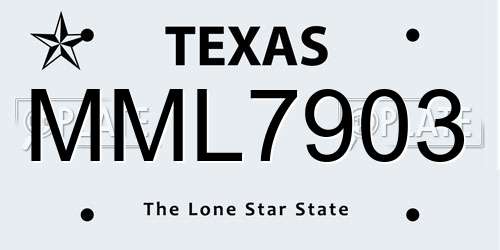 MML7903 Texas License Plate
