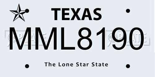 MML8190 Texas License Plate