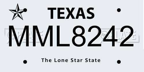 MML8242 Texas License Plate