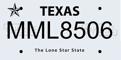 MML8506 Texas License Plate