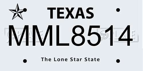 MML8514 Texas License Plate
