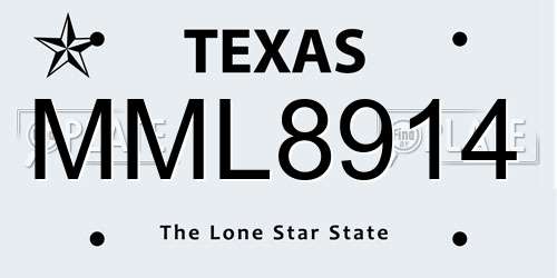 MML8914 Texas License Plate
