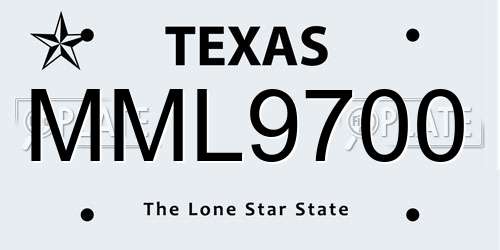 MML9700 Texas License Plate