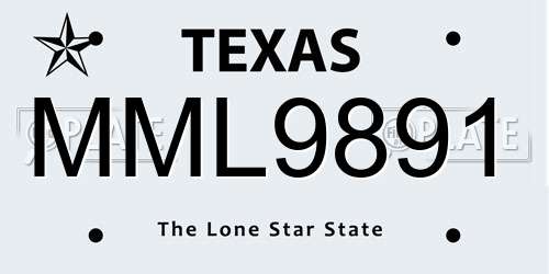 MML9891 Texas License Plate
