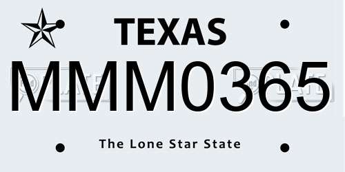 MMM0365 Texas License Plate