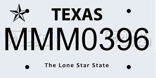 MMM0396 Texas License Plate
