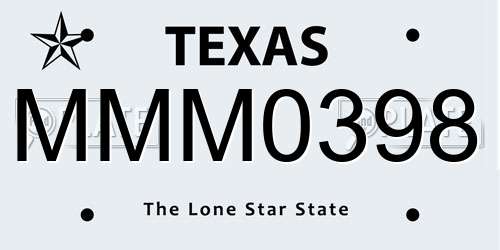 MMM0398 Texas License Plate