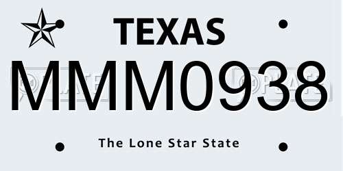 MMM0938 Texas License Plate