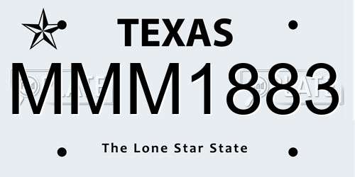 MMM1883 Texas License Plate