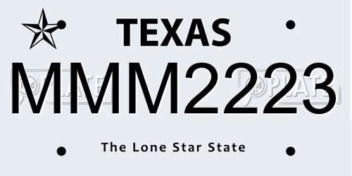MMM2223 Texas License Plate