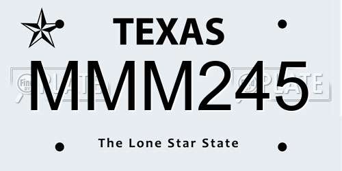 MMM245 Texas License Plate