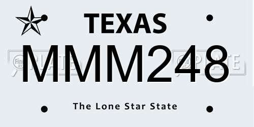 MMM248 Texas License Plate
