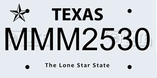 MMM2530 Texas License Plate