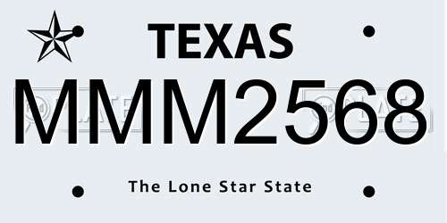 MMM2568 Texas License Plate