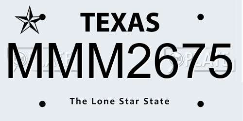 MMM2675 Texas License Plate