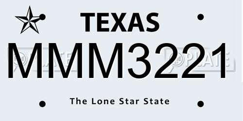 MMM3221 Texas License Plate