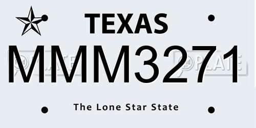 MMM3271 Texas License Plate