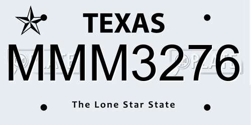 MMM3276 Texas License Plate