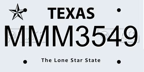 MMM3549 Texas License Plate
