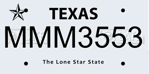 MMM3553 Texas License Plate