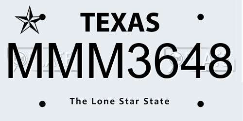 MMM3648 Texas License Plate