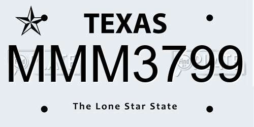 MMM3799 Texas License Plate