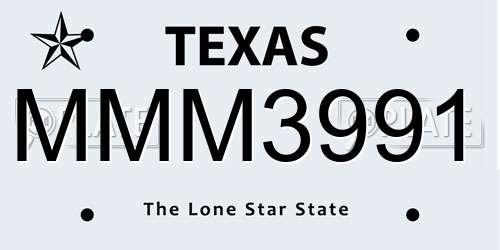 MMM3991 Texas License Plate