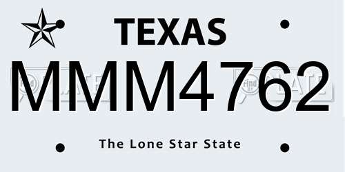 MMM4762 Texas License Plate