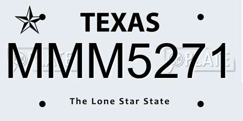 MMM5271 Texas License Plate