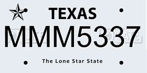 MMM5337 Texas License Plate