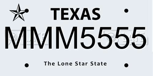 MMM5555 Texas License Plate
