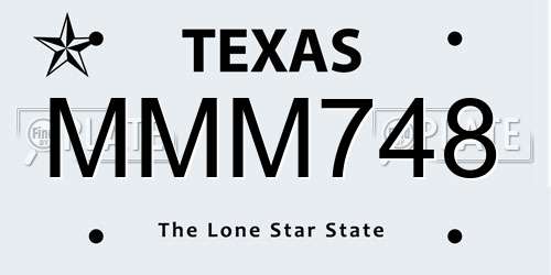 MMM748 Texas License Plate