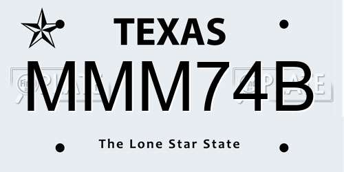 MMM74B Texas License Plate