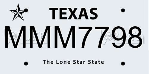 MMM7798 Texas License Plate