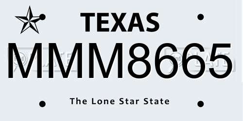 MMM8665 Texas License Plate