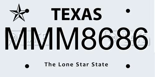 MMM8686 Texas License Plate