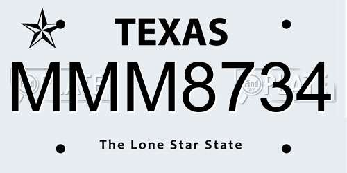 MMM8734 Texas License Plate