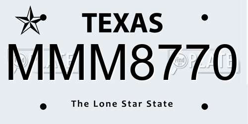MMM8770 Texas License Plate