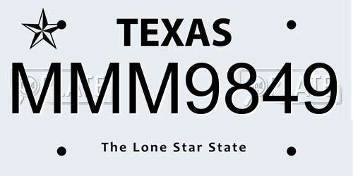 MMM9849 Texas License Plate