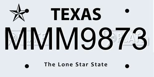 MMM9873 Texas License Plate